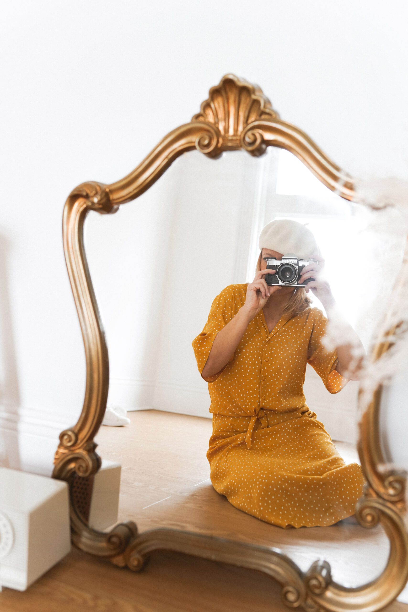 xennial woman with vintage camera